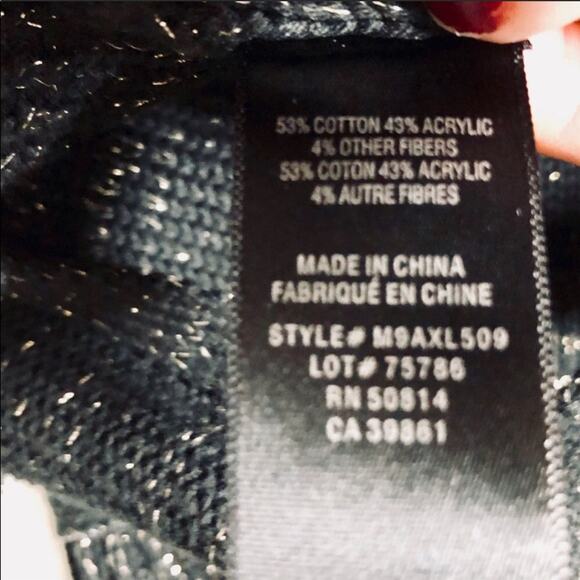 NEW TAHARI Black Gold Open Weave Tie Front Bell Sleeve Cardigan Sweater Medium - Picture 7 of 7